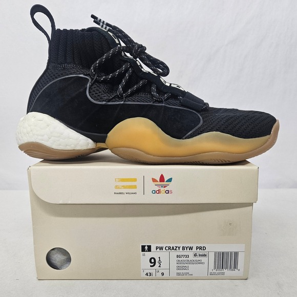Adidas Pharrell Williams PW Crazy BYW PRD Sneakers EG7733 Black Men's Size 9.5